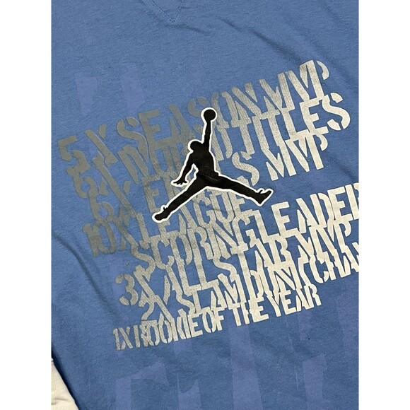 VINTAGE NIKE AIR JORDAN YOUTH LONG SLEEVE T-SHIRT SIZE XL BLUE WHITE SLEEVES - Picture 5 of 11